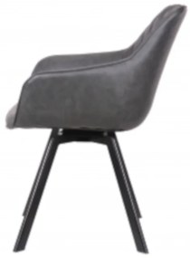 Eetkamerstoel - Ringo - Draaibaar - Lederlook antraciet