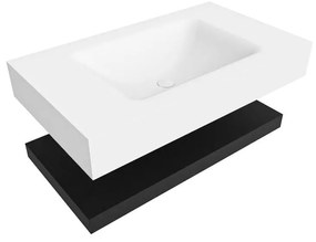 Zaro Alan badmeubel 80cm met planchet urban en vrijhangende wastafel cloud midden 1 kraangat talc