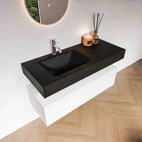 Zaro Alan badmeubel 110cm talc 1 lade met vrijhangende wastafel cloud links 1 kraangat urban
