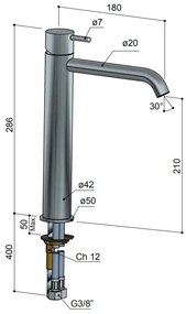 Hotbath Cobber Hoge Wastafelkraan Gepolijst Messing PVD CB003HC