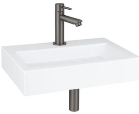 QeramiQ Fuente fonteinset - 38x24cm - 1 kraangat - keramiek - fonteinkraan gunmetal - glans wit SW696237/SW696207/SW696217/SW21912