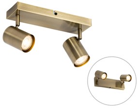 Moderne plafondlamp brons 2-lichts verstelbaar rechthoekig - Jeana Modern GU10 Binnenverlichting Lamp