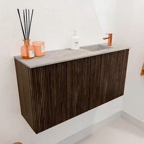 Mondiaz Joya DLux 80cm toiletmeubel walnut met wastafel faye rechts 1 kraangat glace