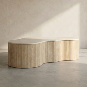 Grote Salontafel Organisch Marmer - 129 X 84cm.