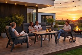 Stoel en Bank Loungeset 5 personen Aluminium/teak Grijs  Lifestyle Garden Furniture Marseille