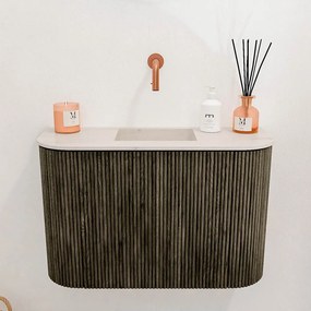 Mondiaz Joya DLux 65cm toiletmeubel ronding links/rechts shadow met wastafel faye midden zonder kraangat meli
