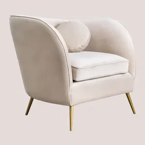 Clovys Fauteuil In Fluweel Bruin - Tarwe - Sklum