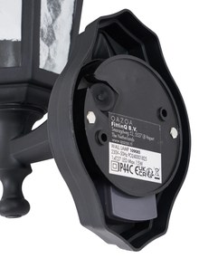 Buiten wandlamp zwart met bewegingssensor IP44 - New Haven Hammered