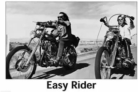 Poster EASY RIDER - riding motorbikes (Zwart Wit), (102 x 69 cm)