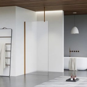 Fortifura Galeria inloopdouche - 60x200cm - mat glas - plafondarm - Geborsteld koper PVD (Koper) SW797923/SW876702/SW876705