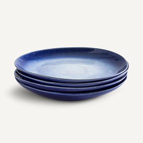 Set van 4 platte borden in aardewerk, Mytili