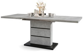 Mazzoni PIANO beton licht atelier / zwart mat - moderne uitschuifbare tafel tot 200 cm