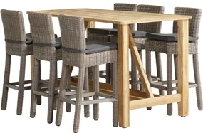 4 Seasons Outdoor | Casa bartafel met wales barkrukken Barset houtkleur weerbestendig