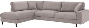 Goossens Bank Jonas beige, stof, 3,5-zits, urban industrieel met ligelement links