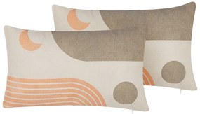 Set van 2 kussens Abstract Patroon 30 x 50 cm Meerkleurig MELAMPODIUM Beliani