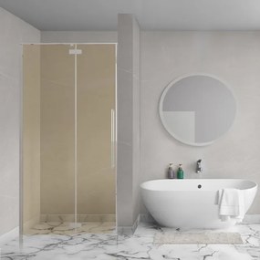Aqua Vista Oria Linea nisdeur - 80x200cm - incl. montageset - champagne glas - Geborsteld rvs SW1186313/SW1186295