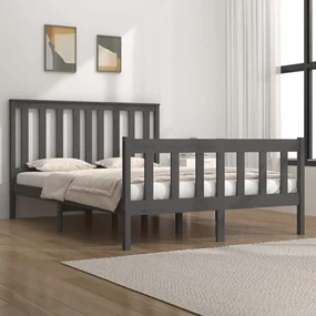 vidaXL Bedframe massief grenenhout grijs 140x190 cm
