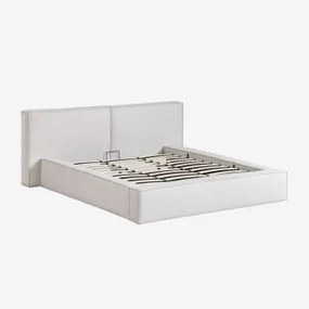 Bed Met Opklapbare Gestoffeerde Boxspring Lunari Gebroken Wit Chenille & 180 X 200 Cm & Zonder Matras - Sklum