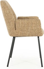 Eleonora Indy Stoel Met Armleuningen Mosterd Geweven Stof