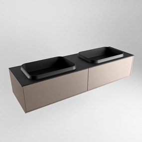 Mondiaz Erin 150cm badmeubel Smoke met 2 lades en zwarte wastafel dubbel zonder kraangaten