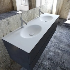 Zaro Sevilla Solid Surface badmeubel 150cm 2 kraangaten mat antraciet