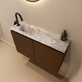 Mondiaz Ture DLux toiletmeubel 80cm rust met wastafel glace links met kraangat