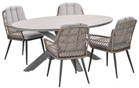Garden Impressions Kalibo tuinset 5-delig - Tulli tuintafel 180x115 cm - light teak vironwood
