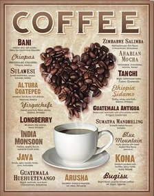 Metalen bord COFFEE - Heart