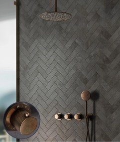 Saniclear Plus Stripes inbouw regendouche met 20cm hoofddouche en plafondarm verouderd messing