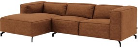 Goossens Bank Calvin cognac, micro leer, 2,5-zits, modern design