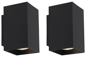 Set van 2 moderne wandlampen zwart vierkant 2-lichts - Sandy