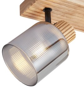 Moderne spot hout met smoke glas 2-lichts draai- en kantelbaar - Gracy
