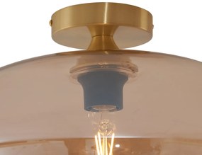 Art Deco plafondlamp messing met amber glas 40cm - Busa Art Deco E27 rond Binnenverlichting Lamp