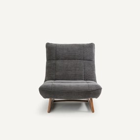 Fauteuil notenhout en geribd fluwelen stof, Lafar