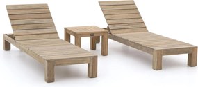 Verstelbaar ligbed ROUGH | Teakhout | Old Teak Greywash | 2 personen | Ligstoel tuin | Strandbed | Kees Smit Tuinmeubelen