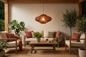 Japandi Hanglamp Bruin Met Stoffen Kap - Plu Taupe