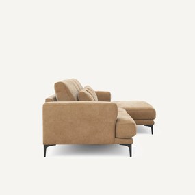 XL longchair met rechterhoek van stonewashed fluweel, MARSILE