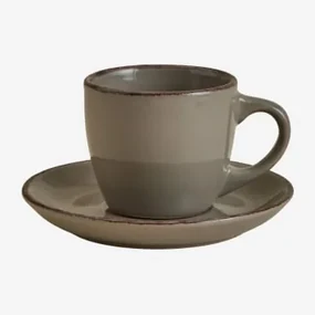 Verpakking Van 2 Ronilena Aardewerk Koffiekopjes Met Schoteltjes, 9 Cl Cederbruin - Bruin - Sklum