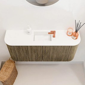 Mondiaz Joya 95cm toiletmeubel ronding links/rechts dusk met wastafel faye midden 1 kraangat talc
