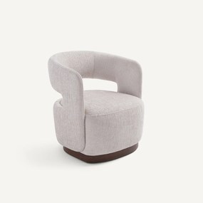 Fluwelen draaifauteuil met walnootfineer onderstel, JESPER
