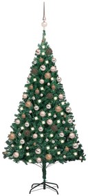 vidaXL Kunstkerstboom met LED's en kerstballen 180 cm PVC groen