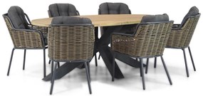 Tuinset 6 personen 240 cm Wicker Grijs Santika Furniture Santika