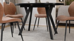 Mazzoni ALMO Zwart mat / zwarte poten - OVALE UITSCHUIFTAFEL 120-220 cm VOOR 10-12 PERSONEN