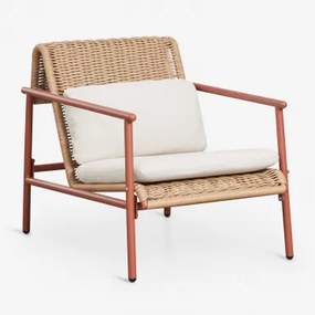 Tuinfauteuil Met Armleuningen Van Aluminium En Synthetisch Riet Duroli Terracota - Sklum