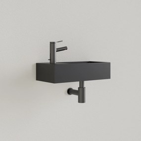 Sanigoods Nano fontein links zwart mat met kraangat 36x18cm