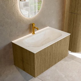 Mondiaz Kurve-dlux 80cm badmeubel dusk met 1 lade en wastafel big small midden 1 kraangat ostra