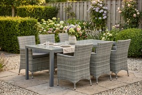Tuinset 6 personen 210 cm Wicker Grijs Domani Furniture Miami/Venustas