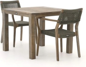 Diningset ROUGH  | 2 personen teakhout | Tuinset stapelbaar | 3-delig | Kees Smit Tuinmeubelen