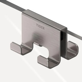 Tiger Caddy Handdoekhaak - voor glaswand - 6-8mm - dubbel RVS geborsteld 800295