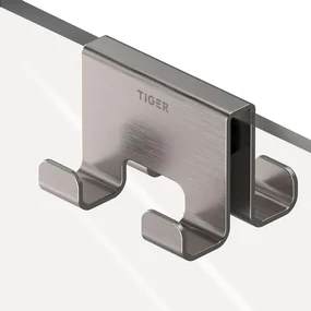 Tiger Caddy Handdoekhaak - voor glaswand - 6-8mm - dubbel RVS geborsteld 800295